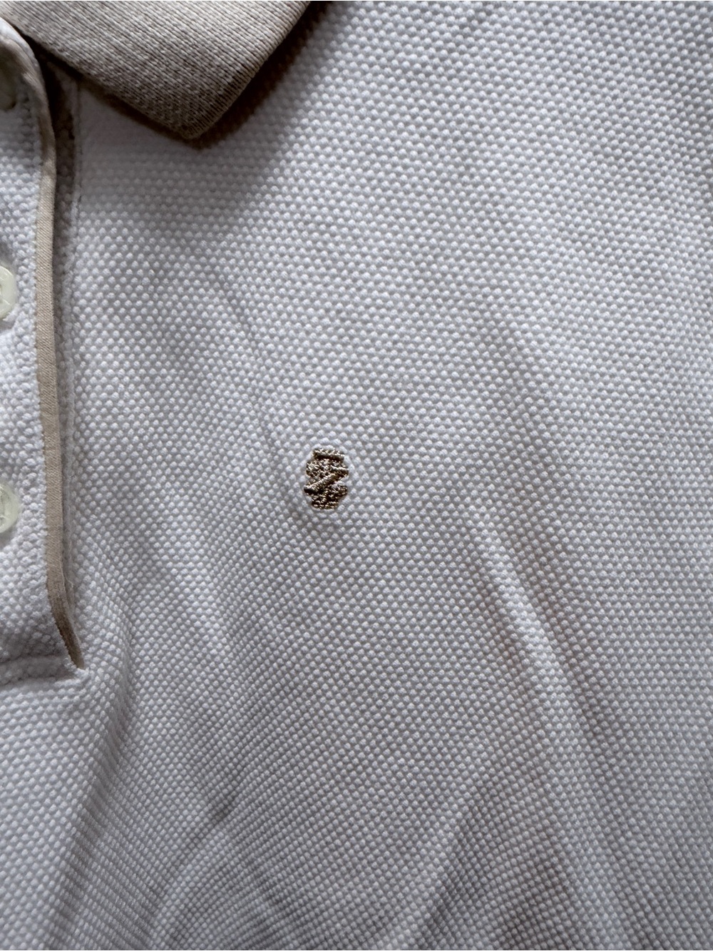Vintage IZOD Classic Polo Shirt in Off-White with Beige Trim XL - Picture 3 of 8